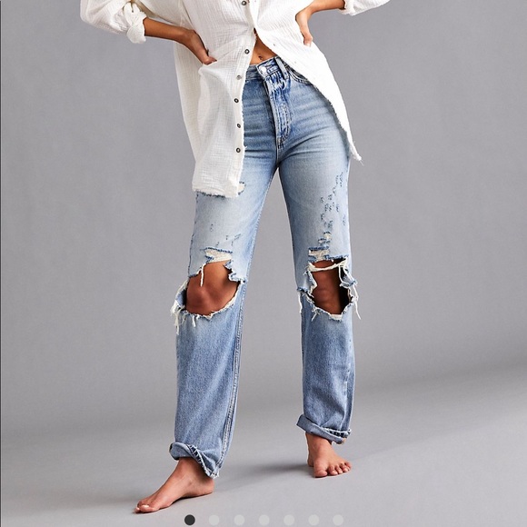 Free People Light Blue Distressed Jeans - Picture 1 of 7